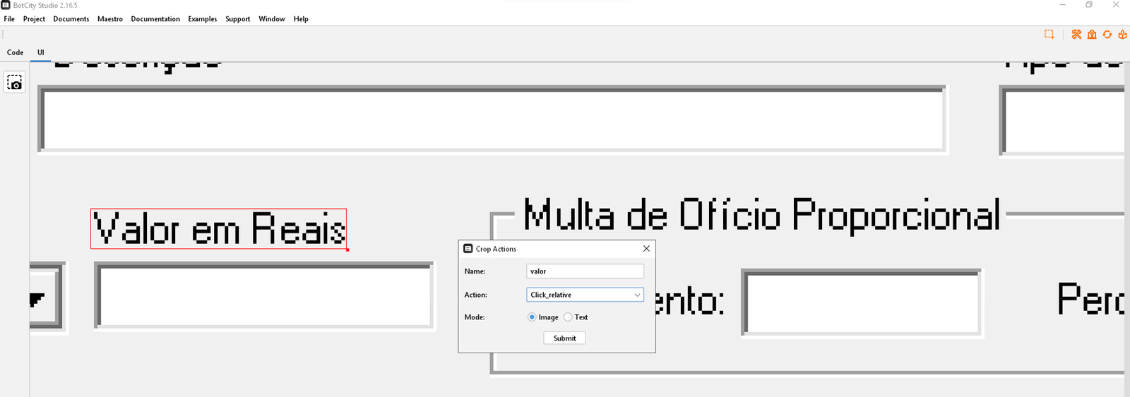 print da tela do sicalc com destaque no campo PA