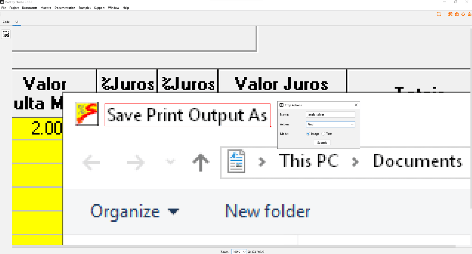 print com zoom na tela "save print output as"