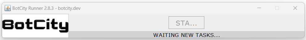 Tela do BotCity Runner com o status aguardando novas tarefas
