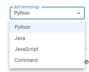 Print das opções de tecnologias que podem ser escolhidas descritas no texto.